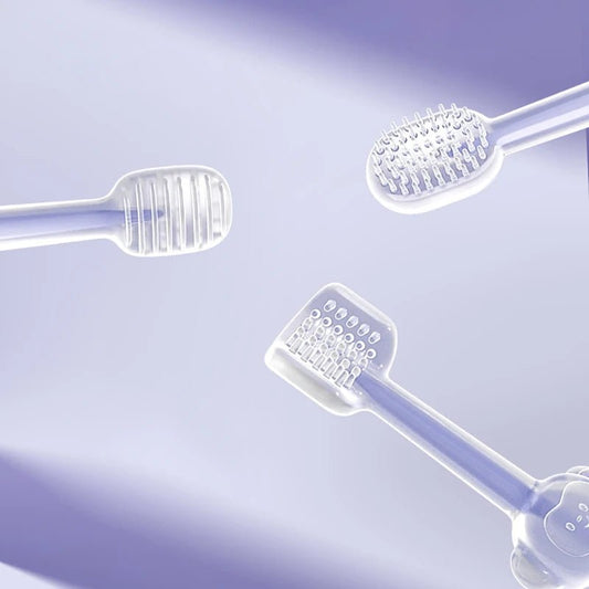 3PC/Set Pet Toothbrush Purple Cat Silica Gel Brush