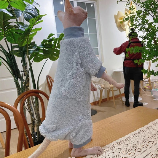 Elegant Warm Sphynx Cat Turtleneck Sweater Jumpsuit