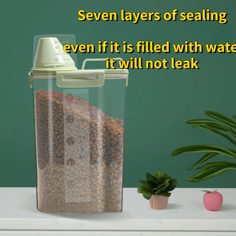 1.5kg/2kg Cat Food Moisture-Proof Plastic Storage Containers with Measuring Cup