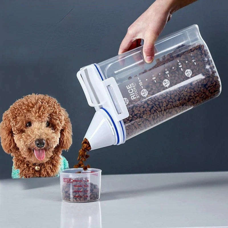 1.5kg/2kg Cat Food Moisture-Proof Plastic Storage Containers with Measuring Cup
