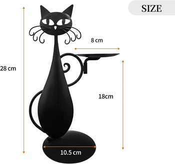 Black Cat Metal Candlestick Retro Rural Farmhouse Decoration