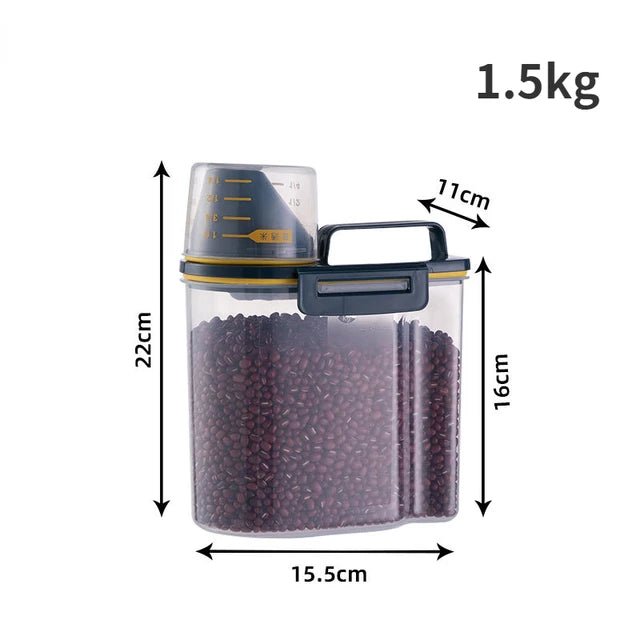 1.5kg/2kg Cat Food Moisture-Proof Plastic Storage Containers with Measuring Cup