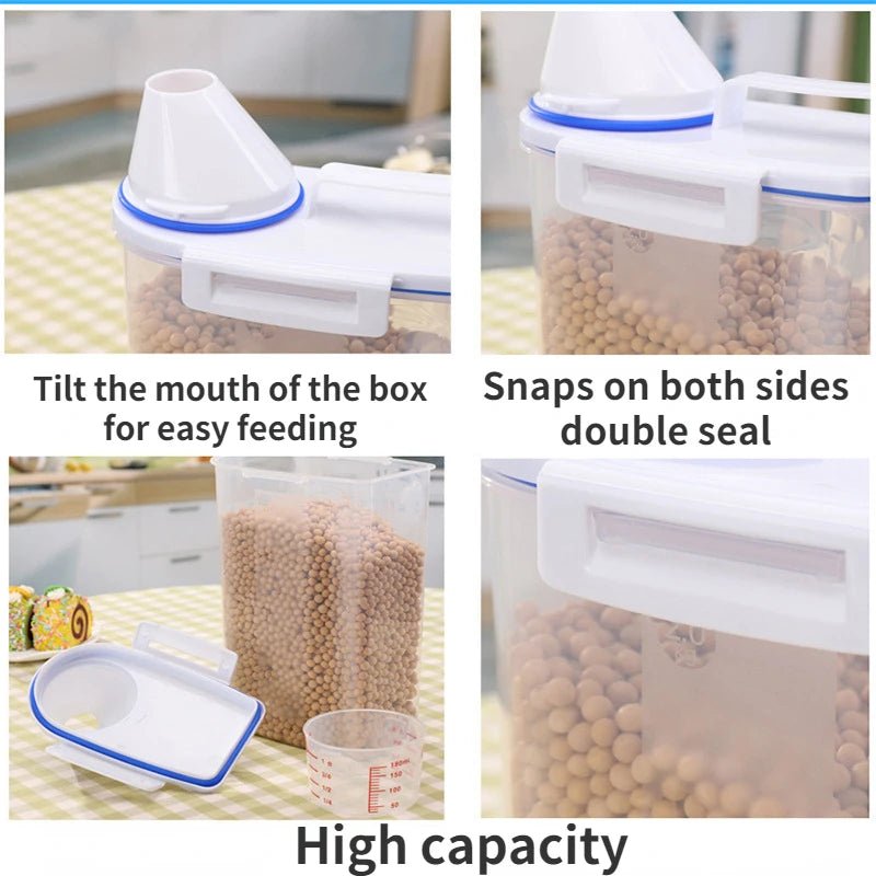 1.5kg/2kg Cat Food Moisture-Proof Plastic Storage Containers with Measuring Cup