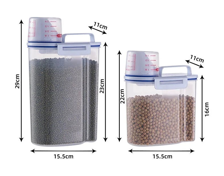 1.5kg/2kg Cat Food Moisture-Proof Plastic Storage Containers with Measuring Cup
