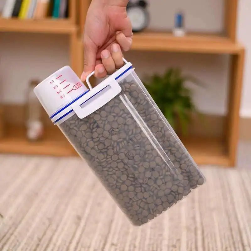 1.5kg/2kg Cat Food Moisture-Proof Plastic Storage Containers with Measuring Cup