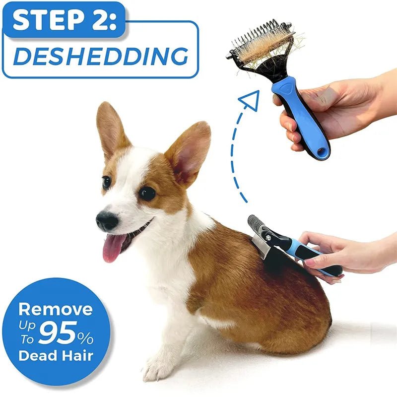 2-in-1 Pet Shedding Tool - Opens Hair Knots