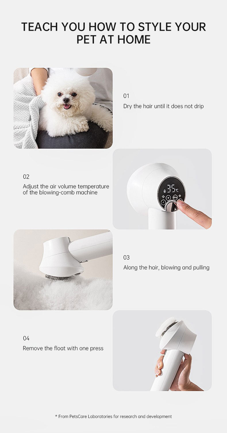 2-in-1 Smart Pet Hair Dryer and Blow Comb