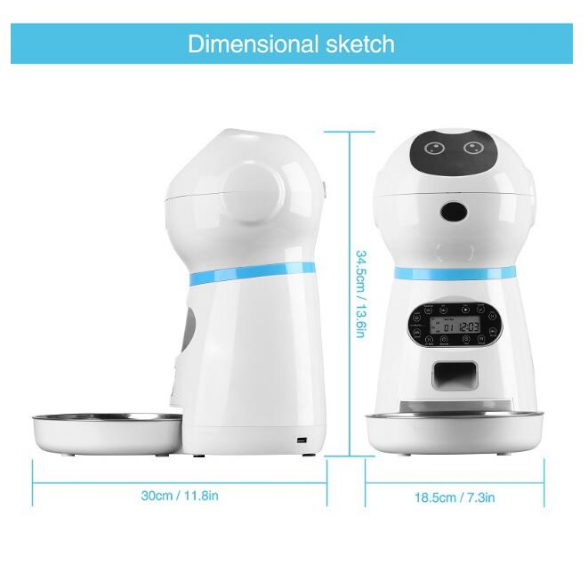 3.5L Automatic Robot Pet Feeder with Stainless Steel Tray