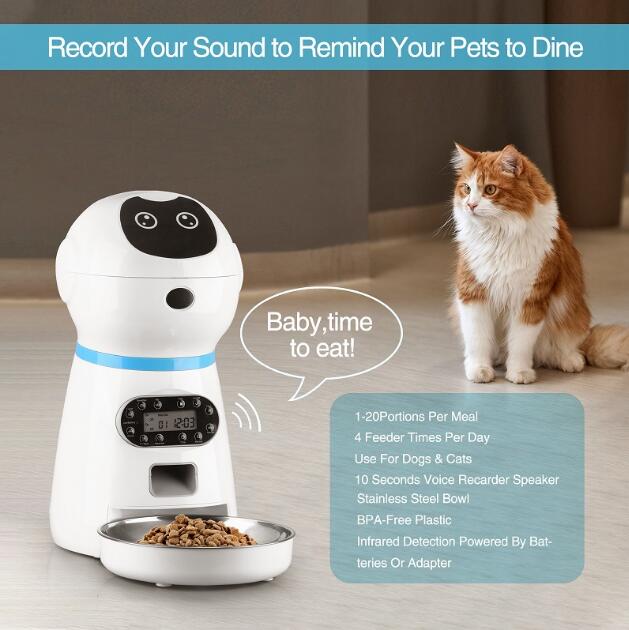 3.5L Automatic Robot Pet Feeder with Stainless Steel Tray