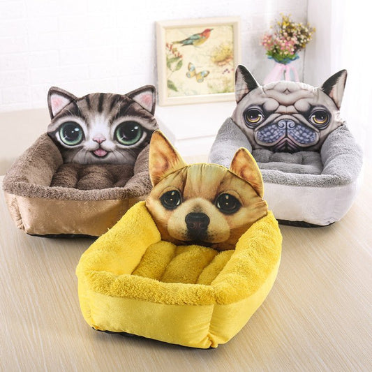 3D Cartoon Shape Dog and Cat Bathtub-Style Bed