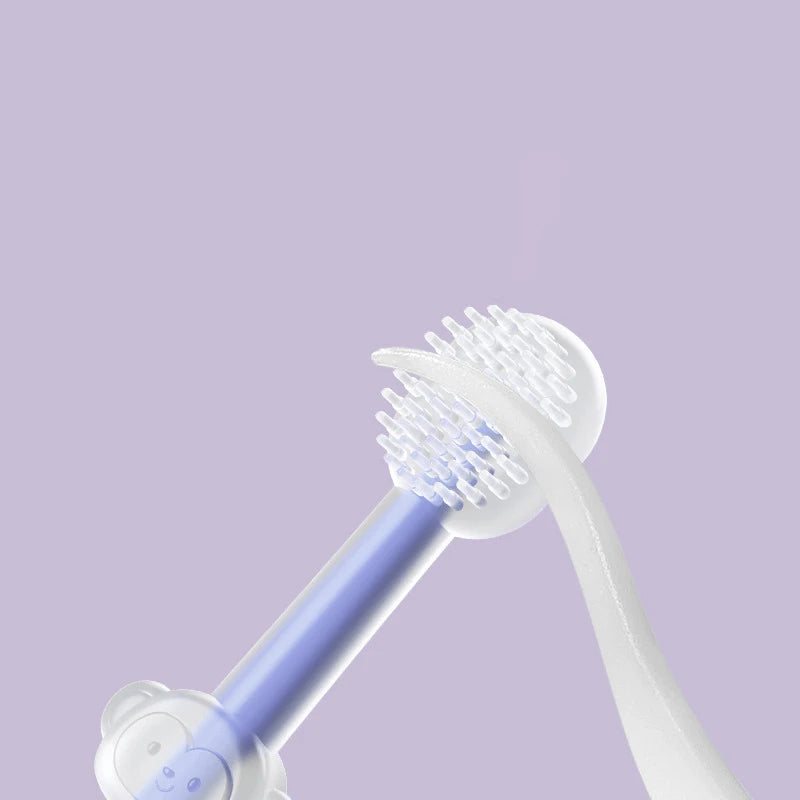 3PC/Set Pet Toothbrush Purple Cat Silica Gel Brush