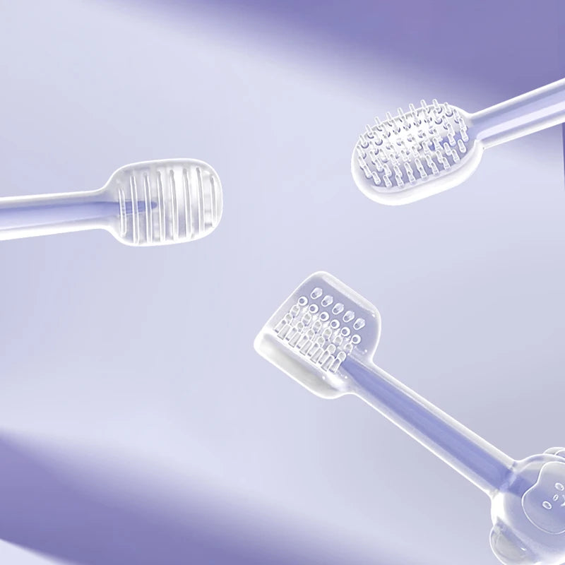 3PC/Set Pet Toothbrush Purple Cat Silica Gel Brush