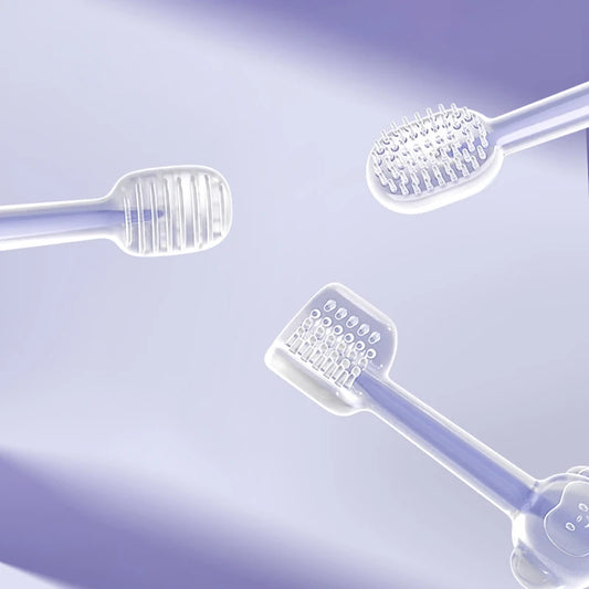 3PC/Set Pet Toothbrush Purple Cat Silica Gel Brush