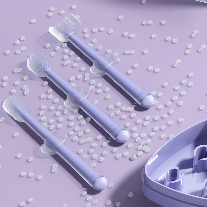 3PC/Set Pet Toothbrush Purple Cat Silica Gel Brush
