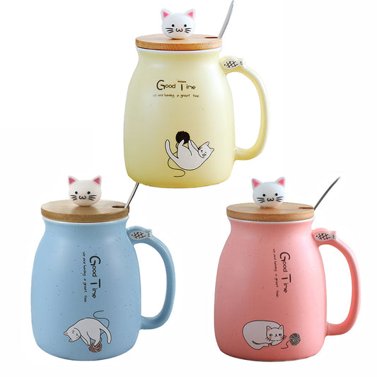 Good Time Heat-Resistant Mug with Cat Lid