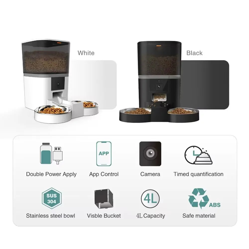REPETSUN Automatic Pet Feeder (4L Capacity, HD Camera, Smartphone App)