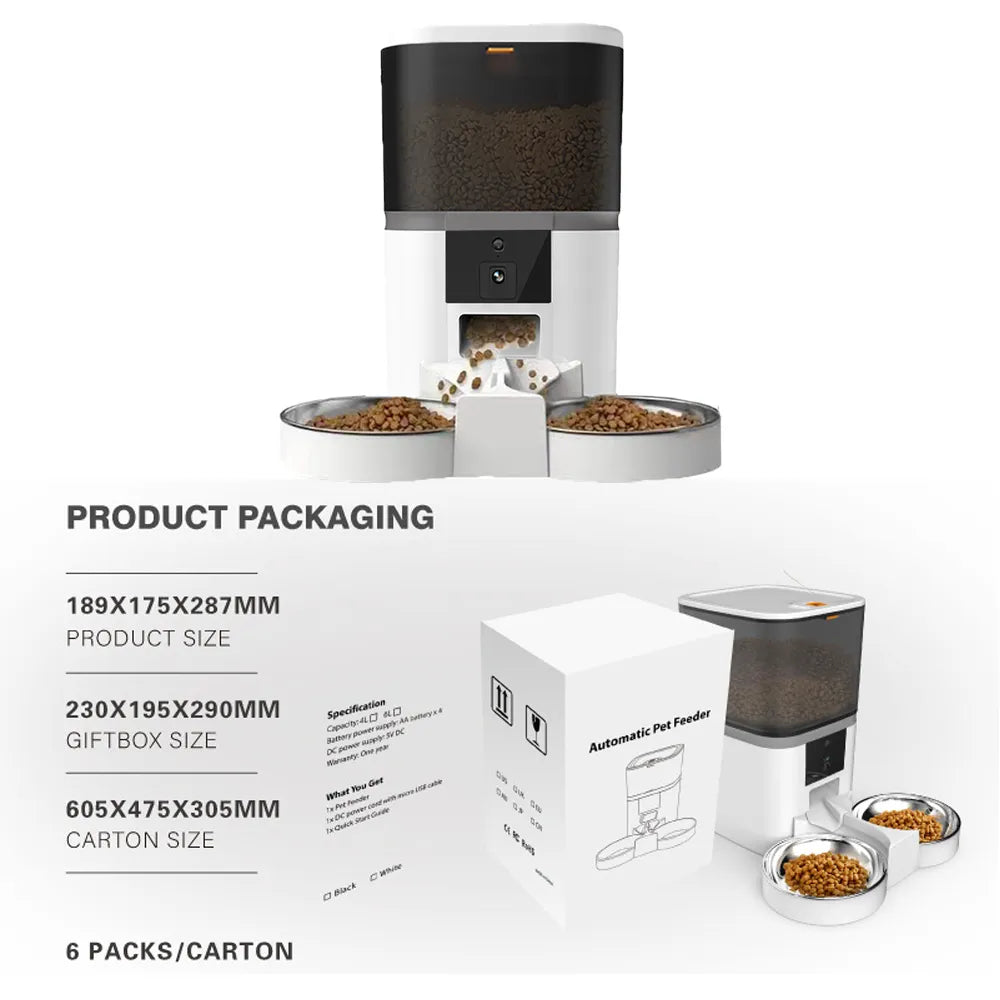 REPETSUN Automatic Pet Feeder (4L Capacity, HD Camera, Smartphone App)