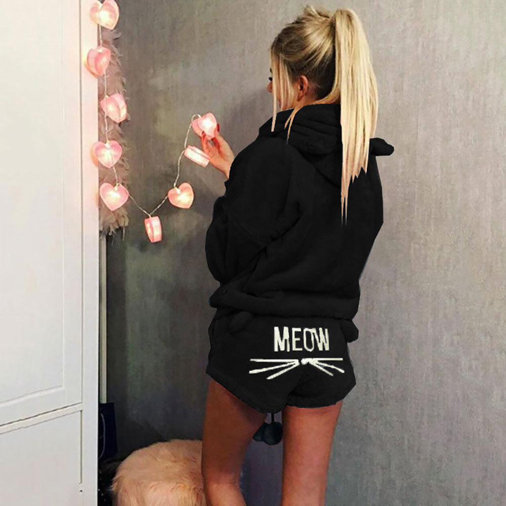 Meow Cat Women's Sleepwear Set for Winter
