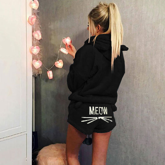 Meow Cat Women's Sleepwear Set for Winter