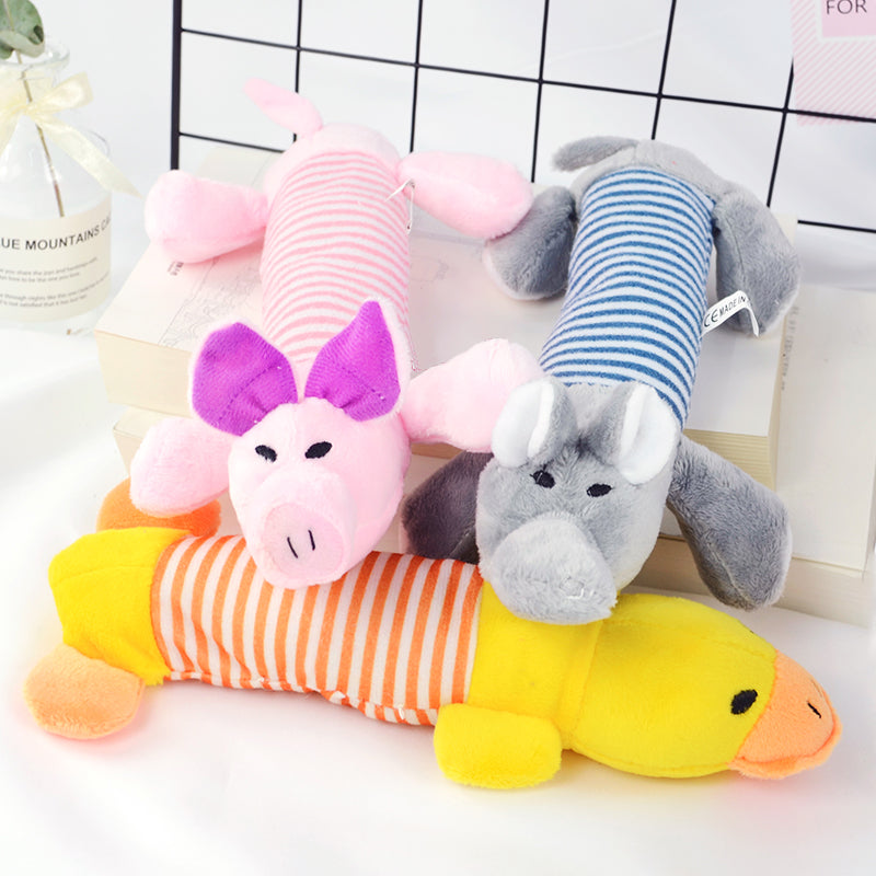 Squeak-n'-Chew Fleece Plush Toy (Pig, Elephant, and Duck)