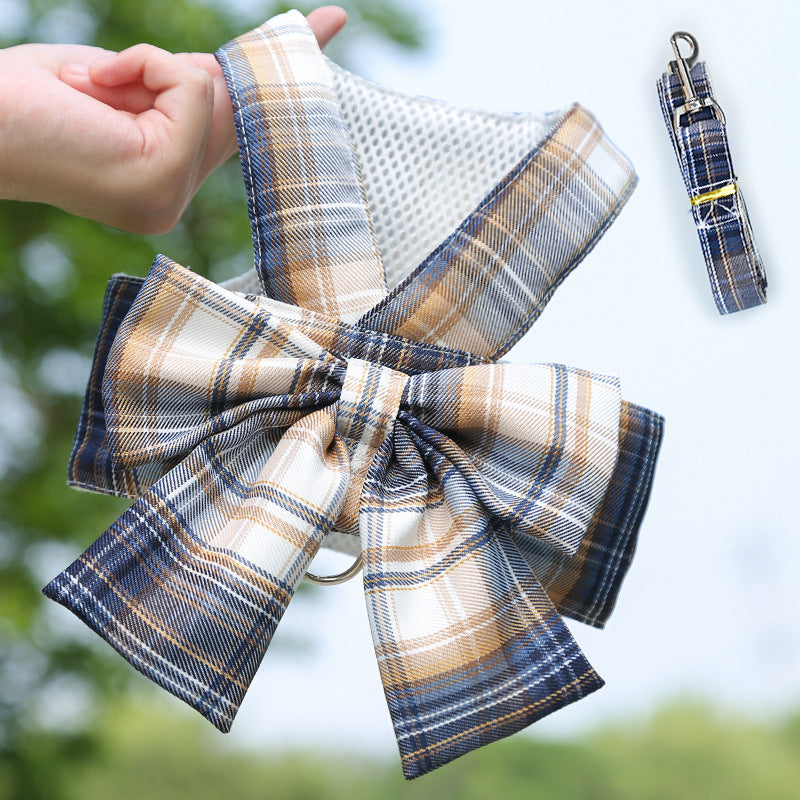 Plaid Vest Leash and Chest Strap Teddy Clothes for Cats/Dogs