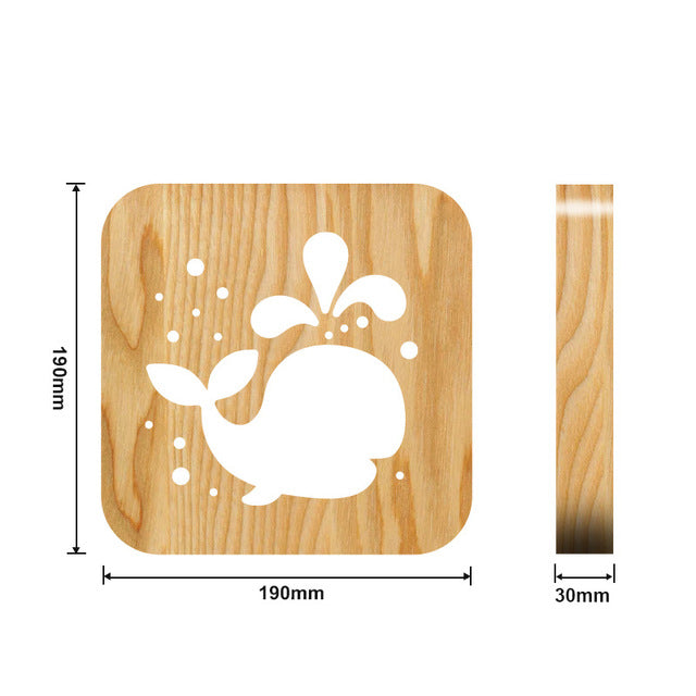 Wooden Paw Animal Night Light 3D Lamp USB Powered Desk Light