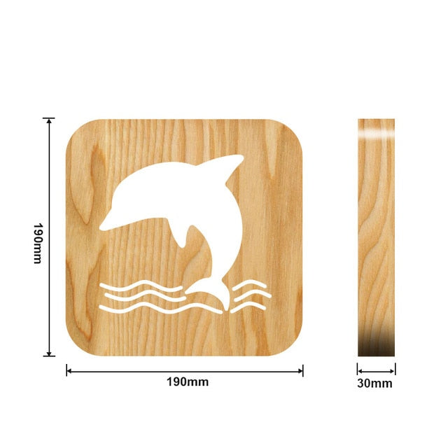 Wooden Paw Animal Night Light 3D Lamp USB Powered Desk Light