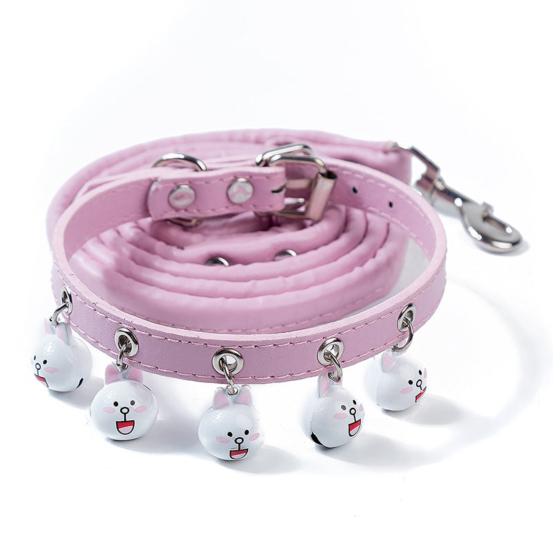 Winnie-The-Pooh Cartoon Bells Pet Collar and Leash Set