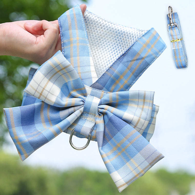 Plaid Vest Leash and Chest Strap Teddy Clothes for Cats/Dogs