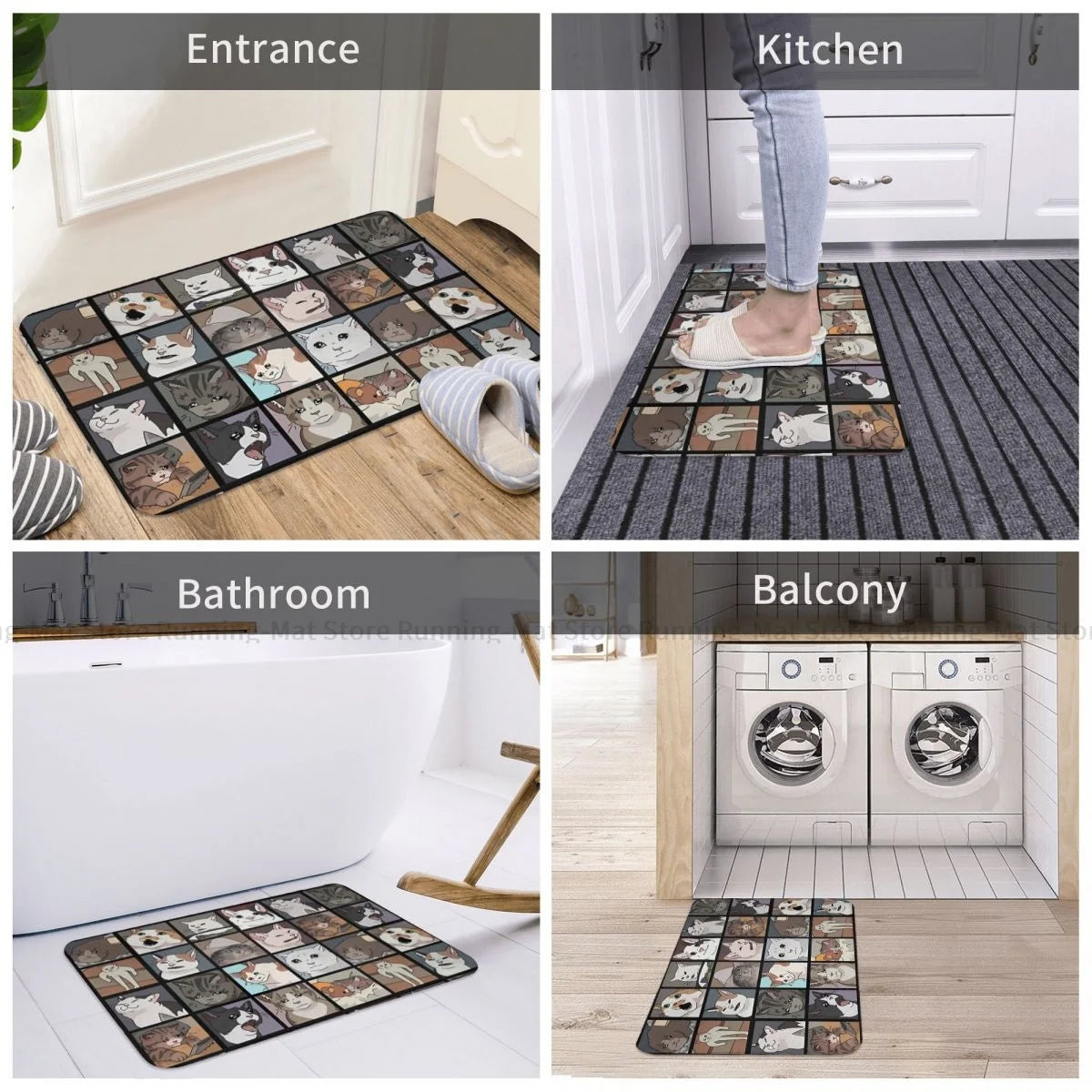 Anti-Slip Sad Cat Mat