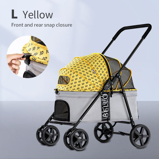 Pet Stroller Lightweight Foldable with Snap Closure Hood