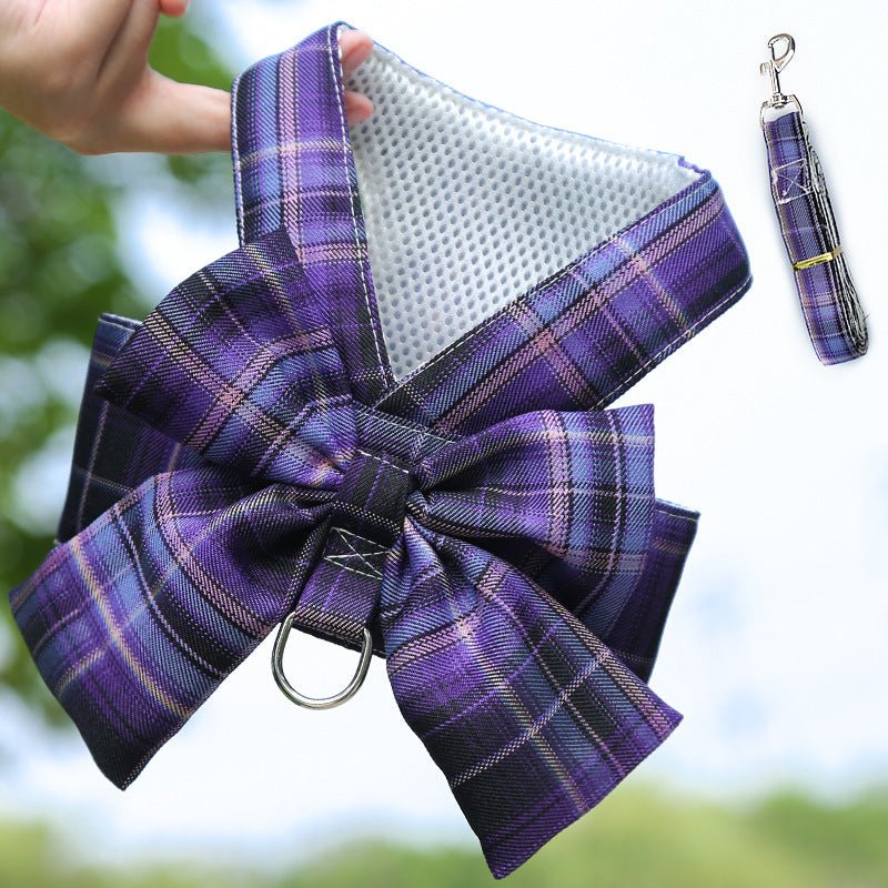 Plaid Vest Leash and Chest Strap Teddy Clothes for Cats/Dogs