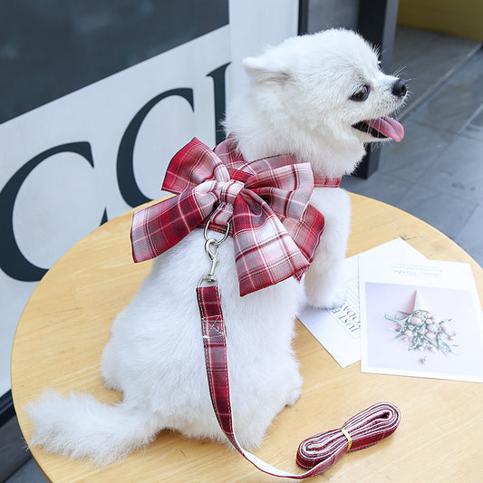 Plaid Vest Leash and Chest Strap Teddy Clothes for Cats/Dogs