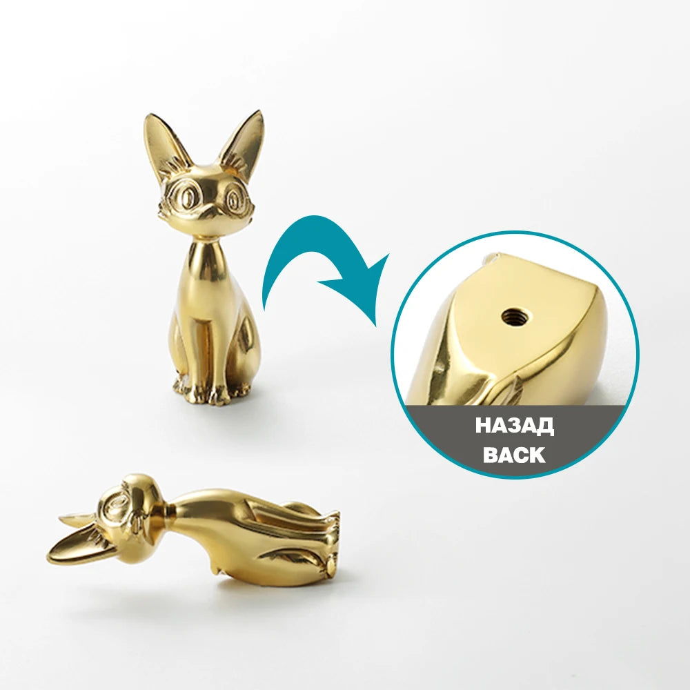 Brass Cat Door and Cabinet Knob