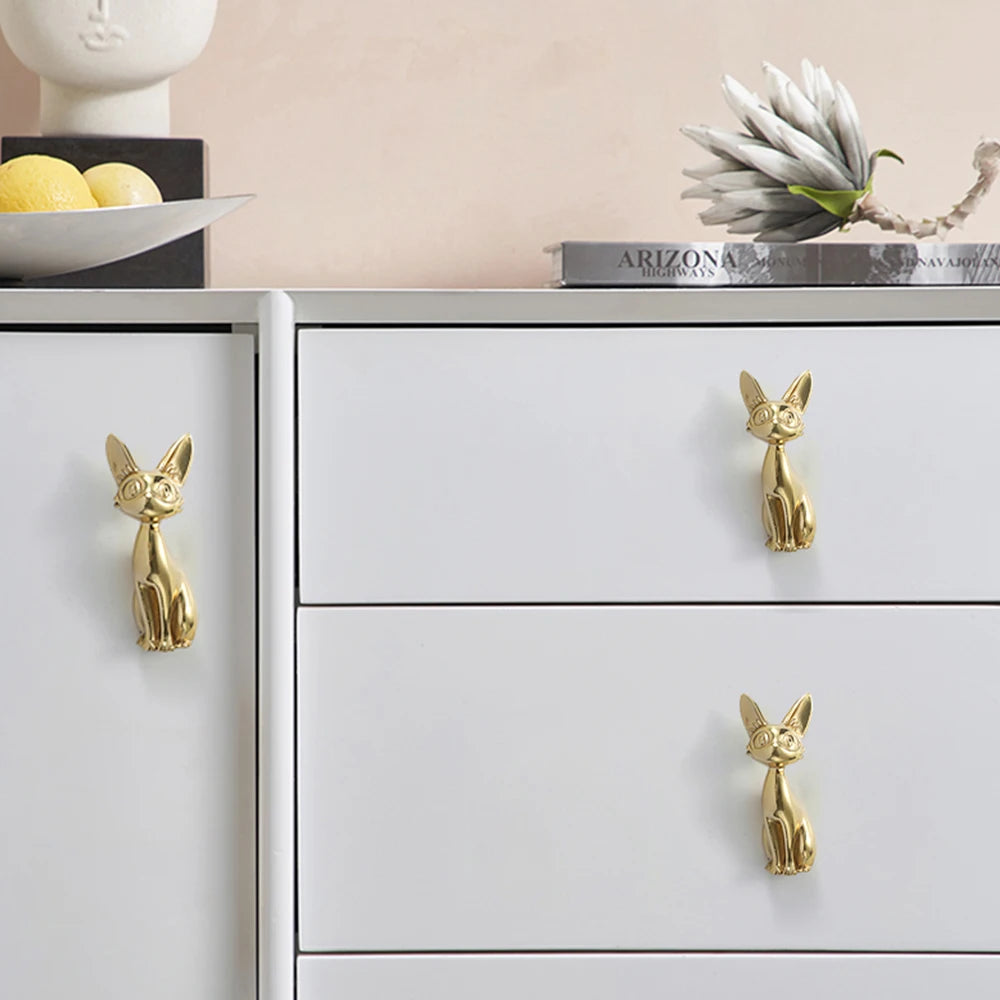 Brass Cat Door and Cabinet Knob