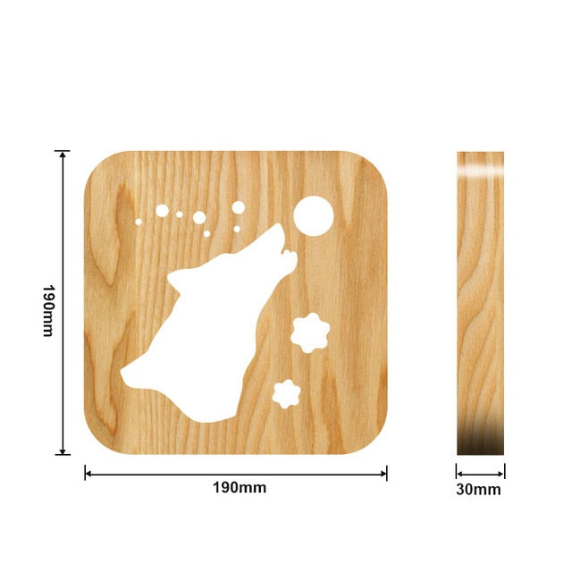 Wooden Paw Animal Night Light 3D Lamp USB Powered Desk Light