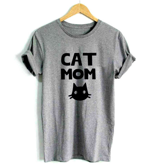 Cat Mom Cotton Printed T-Shirt