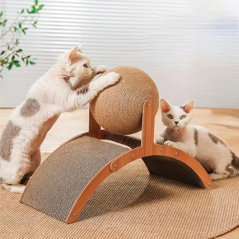 Wooden Rotating Sisal Rope Ball Tower & Climbing Frame