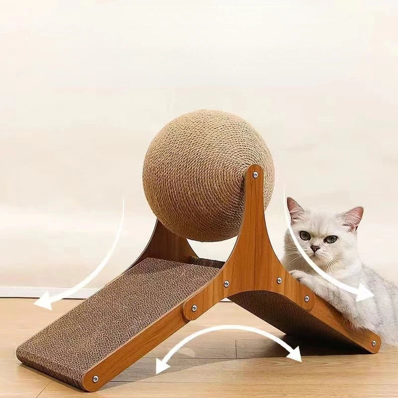 Wooden Rotating Sisal Rope Ball Tower & Climbing Frame