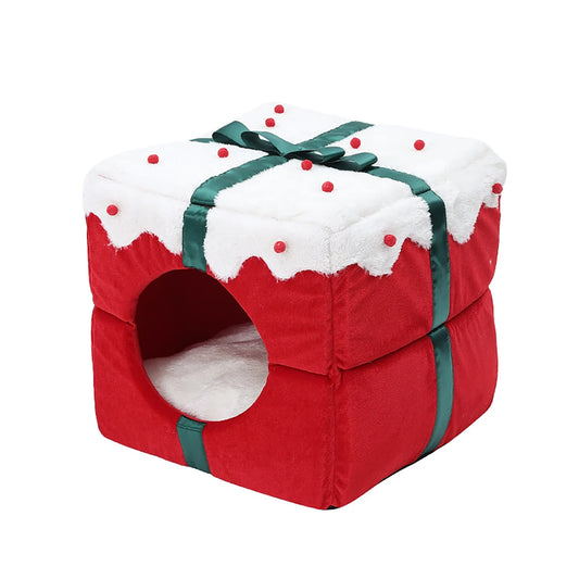 Christmas Box Bell Cat Bed and Home