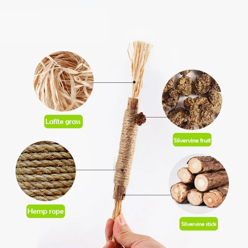 Cat Toys Silvervine Chew Stick for Cleaning Teeth with Silvervine, Hemp, and Lafite Grass