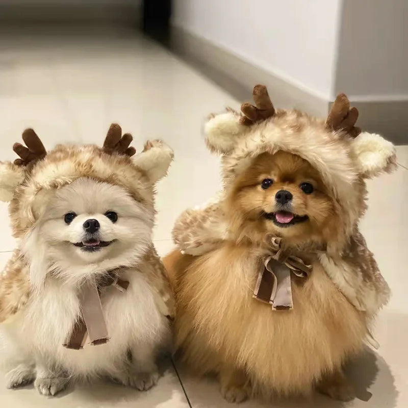 Christmas Pet Elk Cape for Cats & Small Dogs