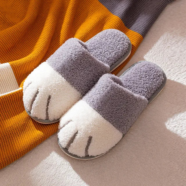 Comwarm Winter Cat Paw Plush Slippers