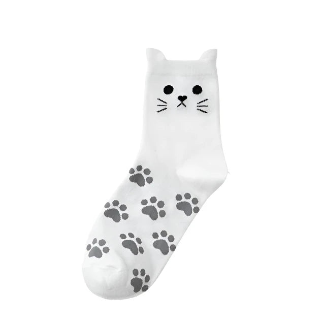 Kawaii Harajuku Cat Crew Socks for Women