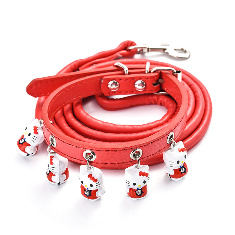 Winnie-The-Pooh Cartoon Bells Pet Collar and Leash Set