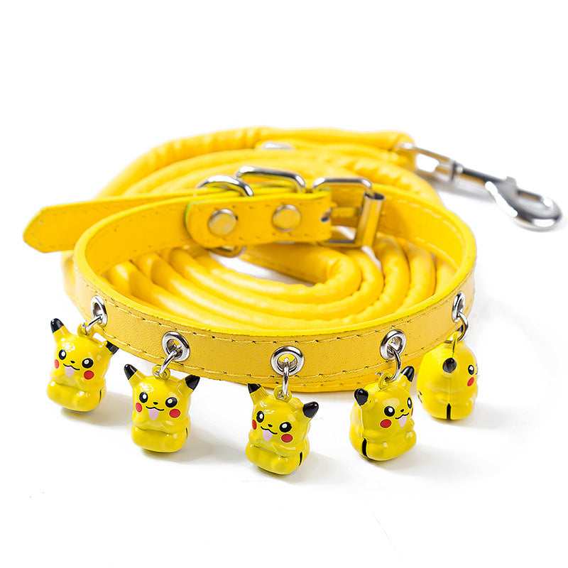 Winnie-The-Pooh Cartoon Bells Pet Collar and Leash Set