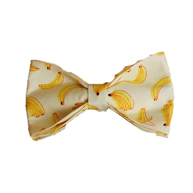 1.5m Rope Yellow Bowtie Banana Dog Traction Rope Pet Collar - Engravable With Gold Metal Buckle