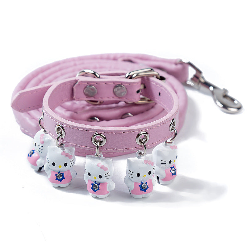 Winnie-The-Pooh Cartoon Bells Pet Collar and Leash Set