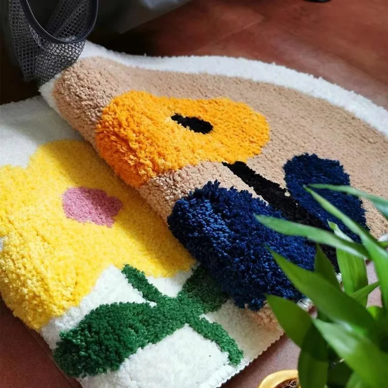 Flocking 3D Floral Absorbent Entrance Mat
