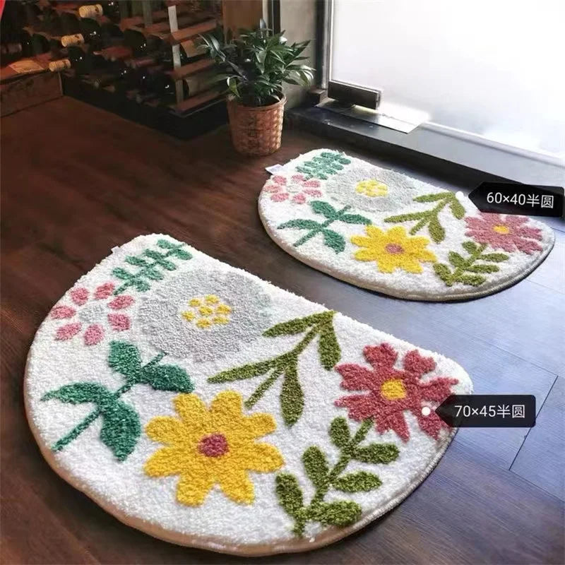 Flocking 3D Floral Absorbent Entrance Mat